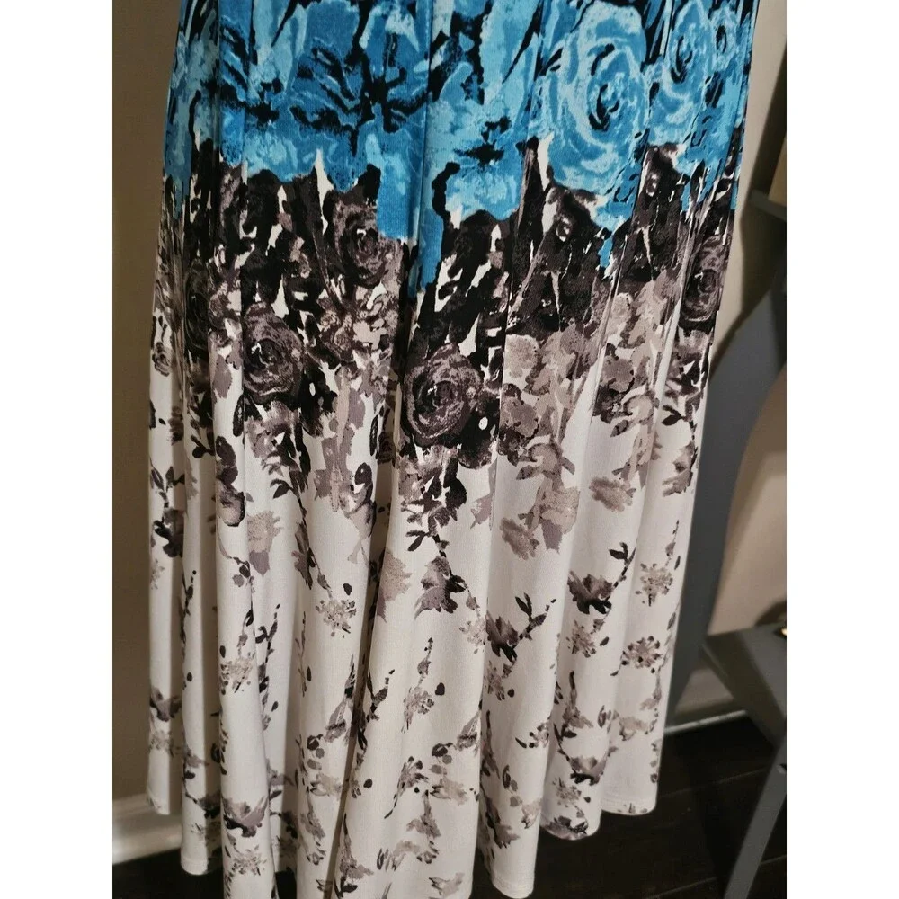 Julian Taylo Womens Midi Dress Floral  Multicolor Short Sleeve Knee-LengthSz 10
